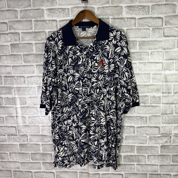 Arizona Diamondbacks Navy Blue Floral Hawaiian Print Collared Polo Shirt 3XL - Picture 2 of 8